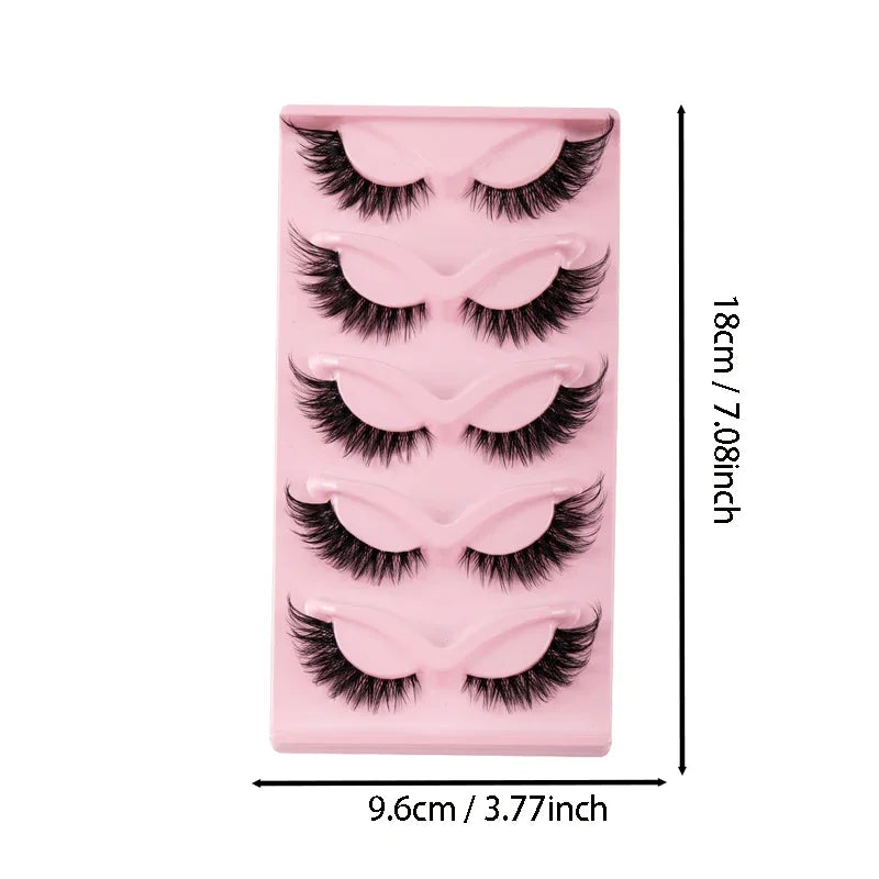 cat eye lashes faux mink 5 pairs