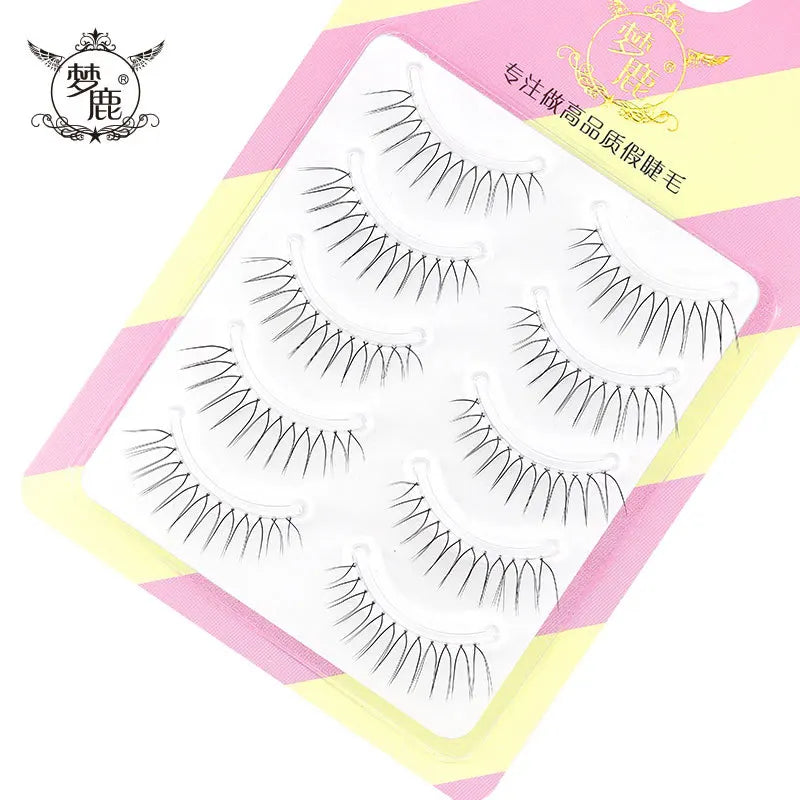 dream deer transparent stem soft natural false eye lashes 5 pairs