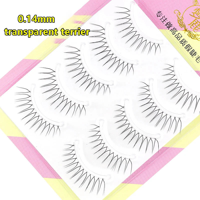 dream deer transparent stem soft natural false eye lashes 5 pairs