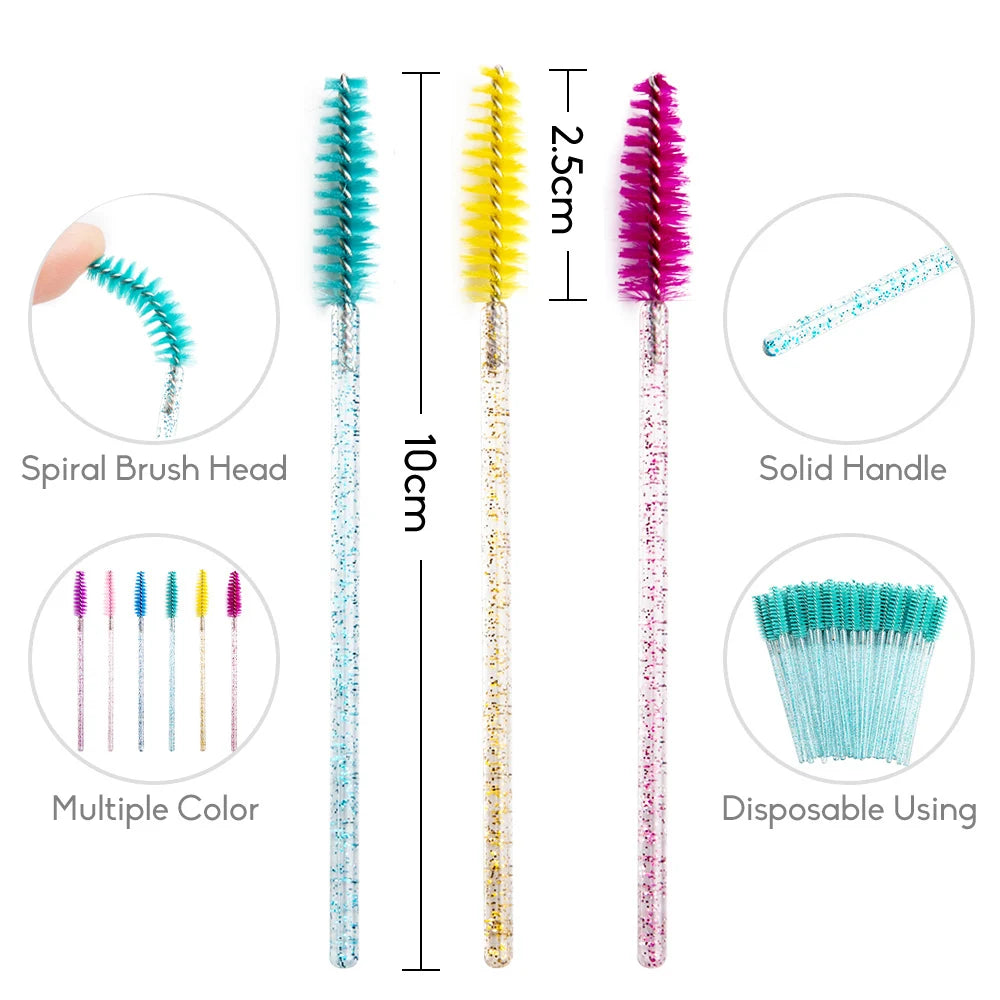 disposable crystal eyelashes brush 50/100/300 pcs