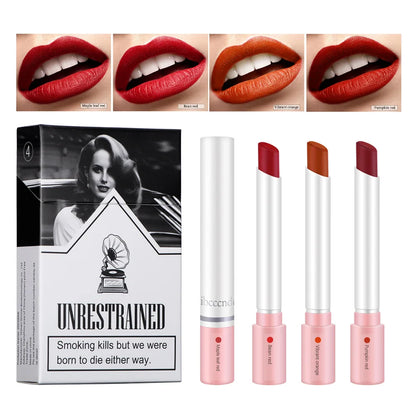 creative cigarette lipstick set matte long lasting waterproof 4 pcs/set