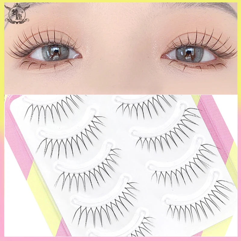 dream deer transparent stem soft natural false eye lashes 5 pairs