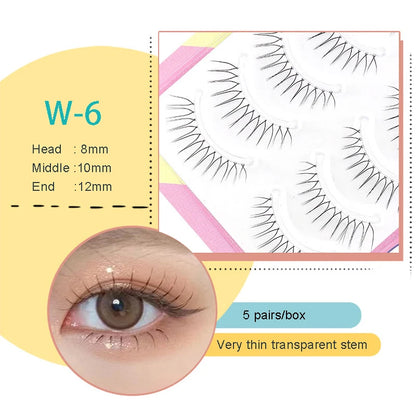 dream deer transparent stem soft natural false eye lashes 5 pairs